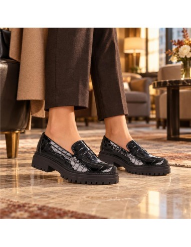 Black leather women's moccasins