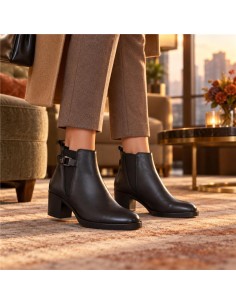 Black leather women's boots