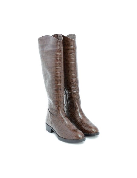 Botas de mujer de piel con piel de coco color marrón