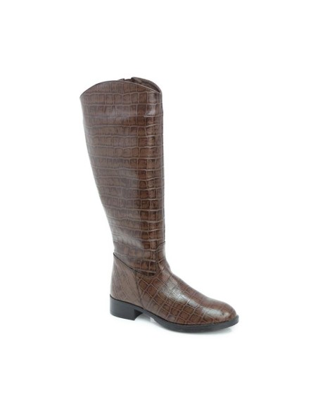 Botas de mujer de piel con piel de coco color marrón