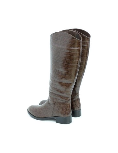 Botas de mujer de piel con piel de coco color marrón