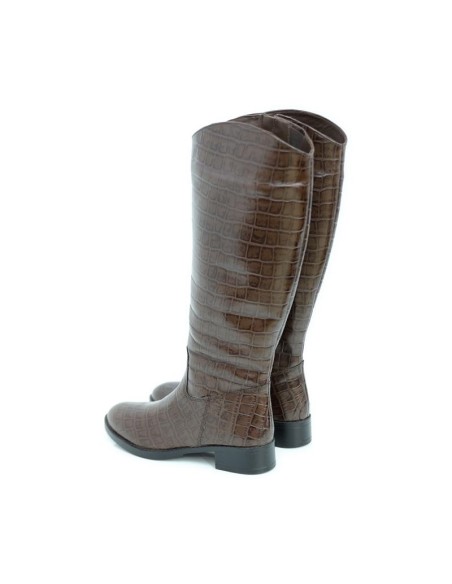 Botas de mujer de piel con piel de coco color marrón