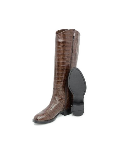 bottes femme de peau marron W-CROBO-MARRON