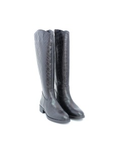 Black leather Women's high boots 2