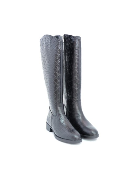 Botas de mujer de piel con piel de coco color negro