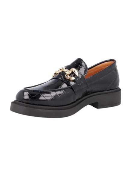 Black leather women's moccasins