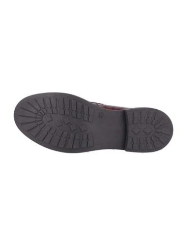 Mocasines de mujer de piel con aplique metálico color burdeos