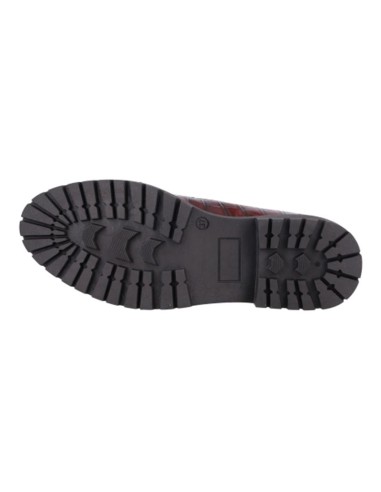 Mocasines de mujer de piel con piel de coco color burdeos