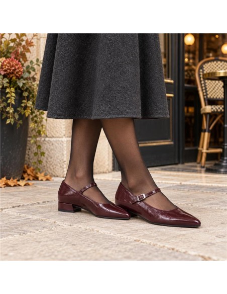 Zapato de Vestir de piel liso color burdeos