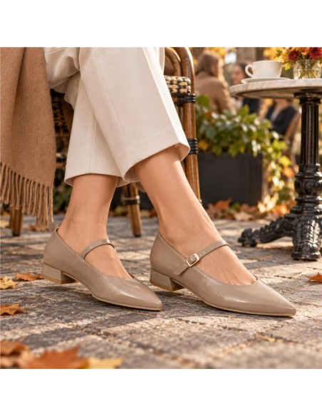 chaussures habillées femme de peau beige W-DANA-CAMEL