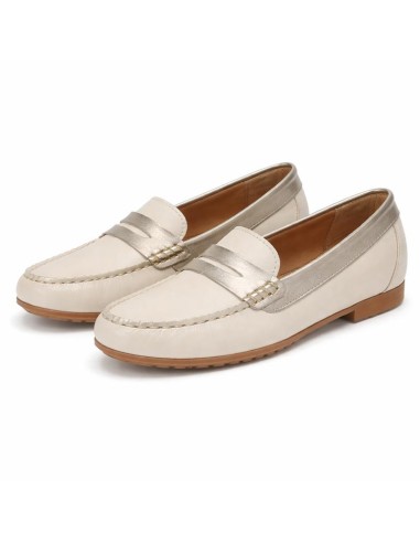 Mocasines de mujer de piel con antifaz color blanco