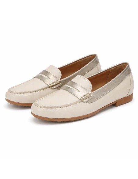 Mocasines de mujer de piel con antifaz color blanco
