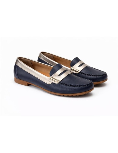 Mocasines de mujer de piel con antifaz color azul