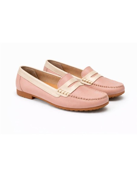 Mocasines de mujer de piel con antifaz color rosa