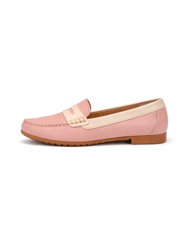 Mocasines de mujer de piel con antifaz color rosa