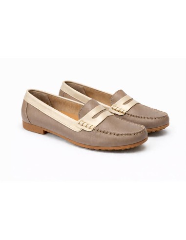 femmes mocassins de peau beige W-DANESA-TAUPE