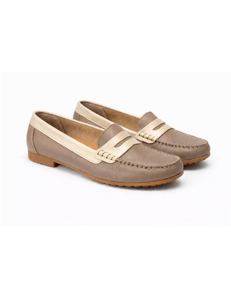 femmes mocassins de peau beige W-DANESA-TAUPE