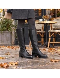 Black leather Women's high boots