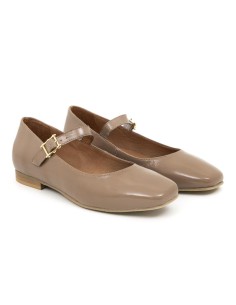 Bailarina de piel liso color beige 2