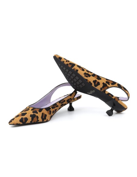 Zapato de Vestir de pelo de pony con piel estampada de leopardo color beige