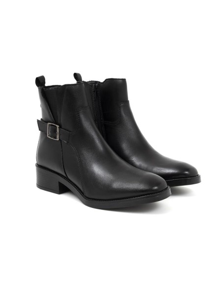 Botines de mujer de piel acabado a mano color negro