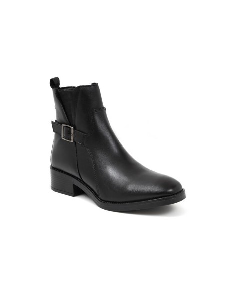 Botines de mujer de piel acabado a mano color negro