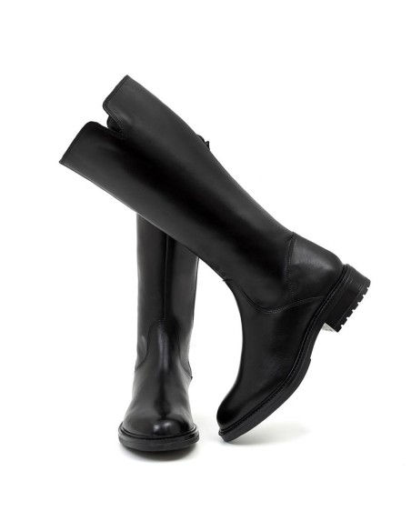 Botas de mujer de piel liso color negro