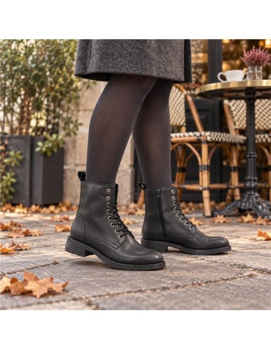 Botines de mujer de piel acabado a mano color negro