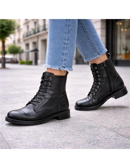 Black leather women's boots