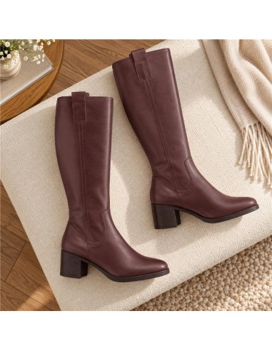 Botas de mujer de piel liso color cuero
