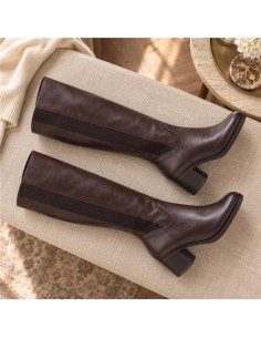 Botas de mujer de piel liso color marrón