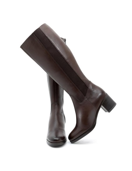 Botas de mujer de piel liso color marrón