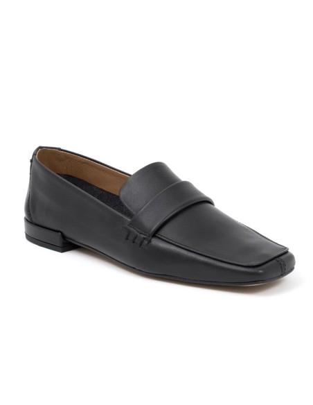 Black leather women's moccasins