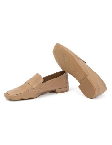 Mocasines de mujer de piel liso color beige
