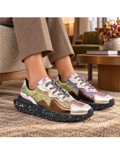 gold leather Women's sneakers
