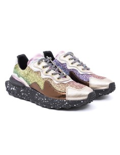gold leather Women's sneakers 2