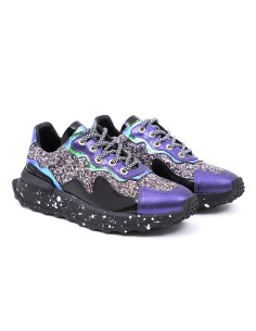 purple leather Women's sneakers 2