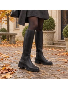 Botas de mujer de piel liso color negro