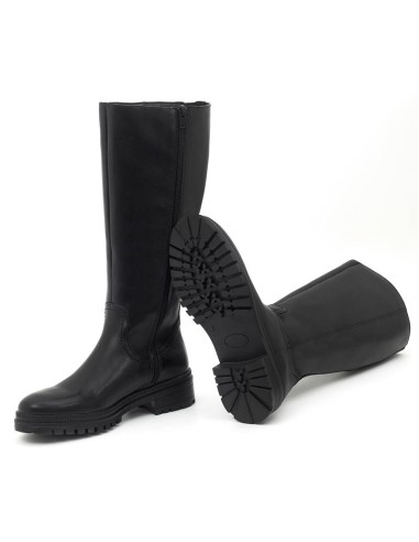 Botas de mujer de piel liso color negro