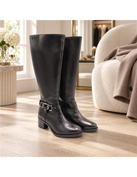 Black leather Women's high boots