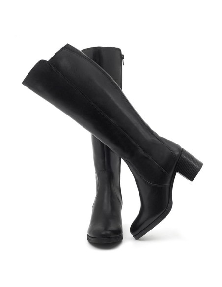 Black leather Women's high boots