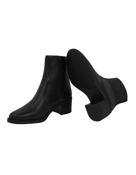 Botines de mujer de piel acabado a mano color negro