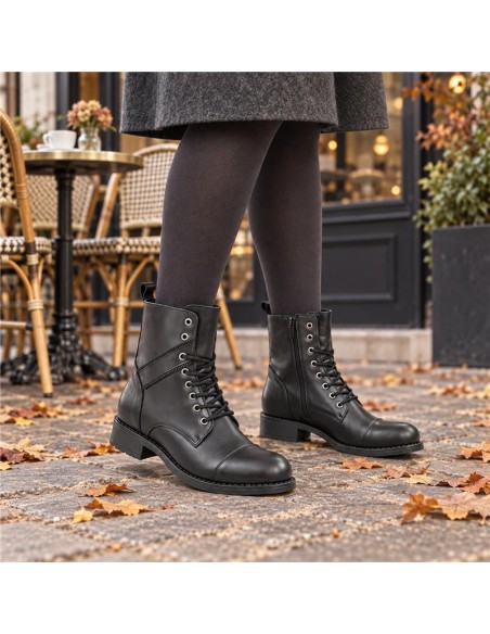 bottines femme de peau le noir W-MAGOR-BLACK