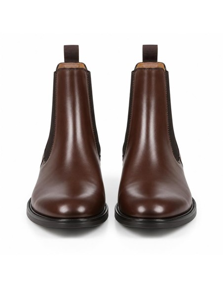 Botines Chelsea de piel con hebilla color marrón
