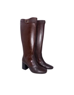 Brown leather Women's high boots 2