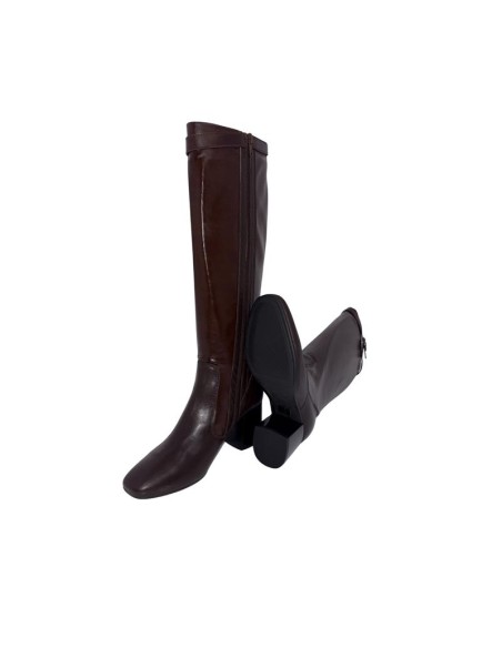 Botas de mujer de piel con hebilla color marrón