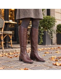 Brown leather Women's high boots