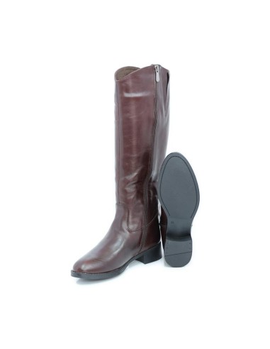 bottes femme de peau marron W-MATEY-MARRON