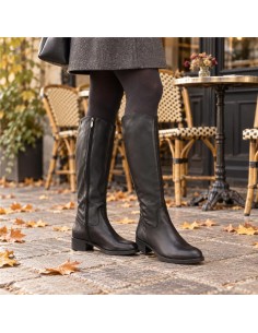 Black leather Women's high boots
