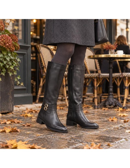 bottes femme de peau le noir W-MEMINA-BLACK